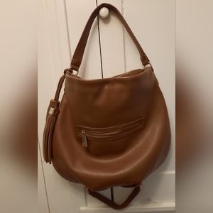 Large Faux Leather Brown Shoulder Bag Purse